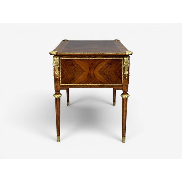 Louis XVI Style, Writing Desk, Bookmatched Walnut, Bronze, France, 1920s For Sale - Image 10 of 11