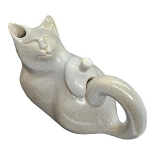 1996 Wayne Shadburne Studio Pottery Rare Cat Pitcher For Sale