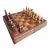 Vintage Chinese Hand-Carved Wood Figural Chess Set With Folding Game Board For Sale