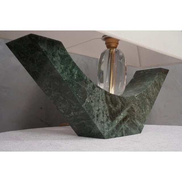 Metal Indian Green Marble and Murano Glass Table Lamp, 2000s For Sale - Image 7 of 10