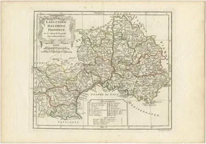 Antique Map of Southeastern France by Vaugondy, 1790s
