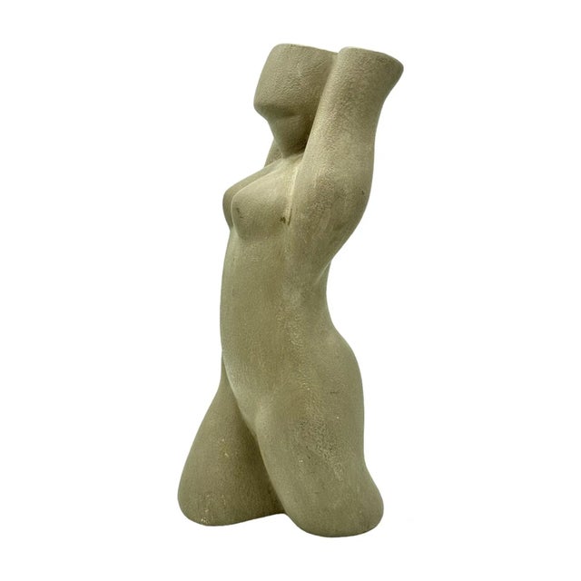 This ceramic bust of a female torso is a stunning piece of contemporary art. It is a unique representation of a woman's...
