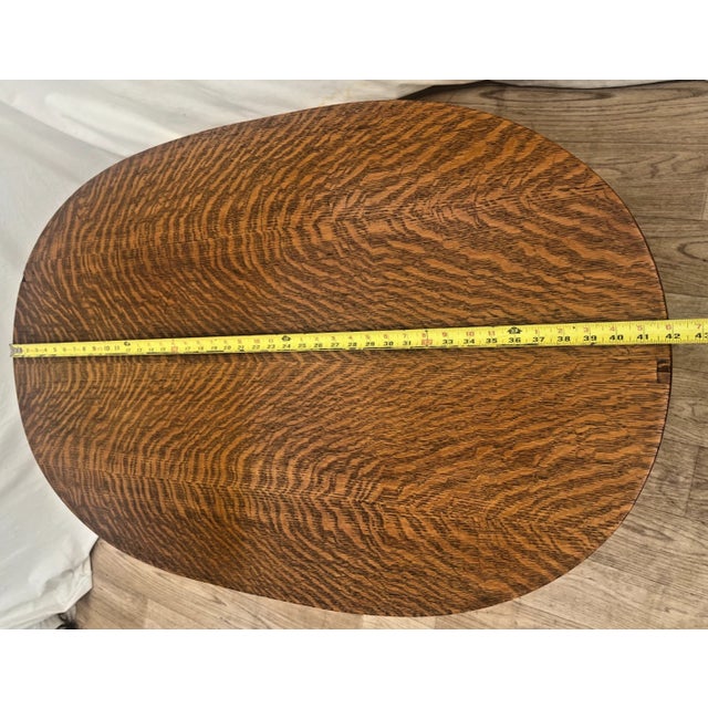 Antique Tiger Oak Oval Center Table Parlor Coffee Table Arts & Crafts Mission For Sale - Image 9 of 10