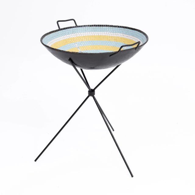 Mid Century Tiled Serving Salad Bowl Tripod Legs For Sale - Image 4 of 12