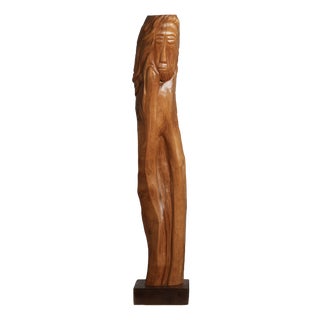 Belgian Artist, Figurative Oak Sculpture, 1970s, Oak For Sale