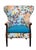 1960s Vintage Baby Blue Floral Wingback Accent Chair For Sale