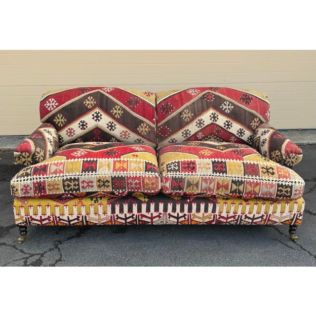 English George Smith Short Scroll Arm Kilim Sofa For Sale - Image 3 of 7