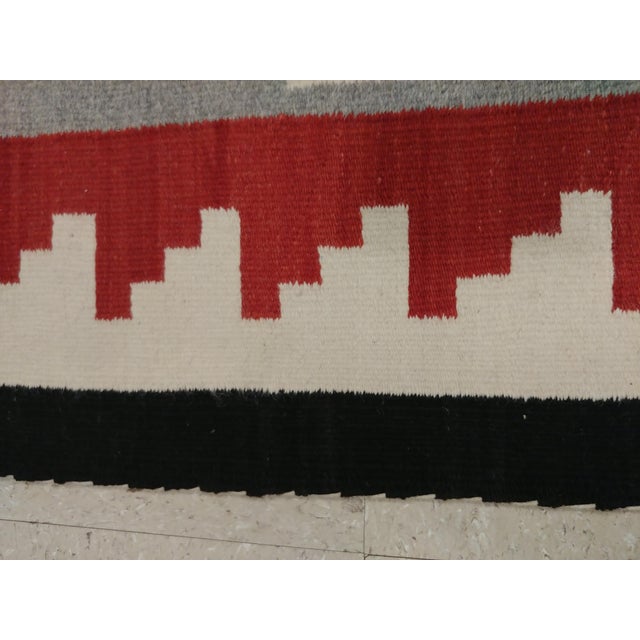 Antique Navajo Carpet, Folk Rug, Handmade Wool, Beige, Gray, Blood Orange For Sale - Image 9 of 17