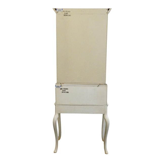 Ethan Allen Country French Collection Off White 32" Secretary Desk W. Display Hutch - Hand Painted Accents 26-9204 / 26-9205 For Sale - Image 15 of 18