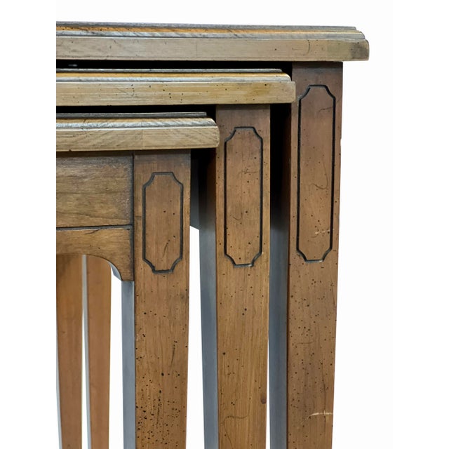 1960s Vintage Fruitwood Nesting Tables by Heritage, Set of 3 For Sale In Philadelphia - Image 6 of 13