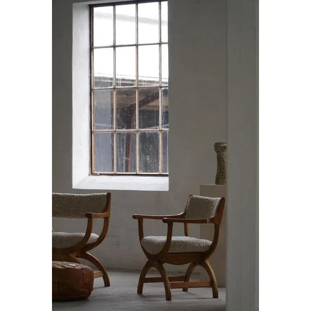 Vintage Kurul Armchair in Oak and Lambswool by Henning Kjærnulf, 1960s For Sale - Image 15 of 18