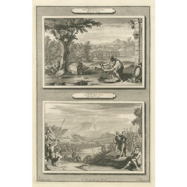 Pieter Mortier, Gideon's Fleece and Gideon Chooses His Soldiers, 1700, Engraving For Sale - Image 12 of 12
