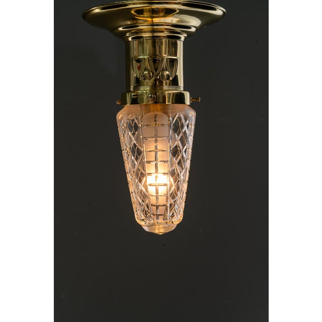 Small Art Deco Ceiling Lamps with Cut Glass Shades, Vienna, Austria, 1920s, Set of 5 For Sale - Image 17 of 18