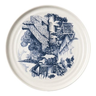 Vintage H&r Johnson England Blue & White Village Scene Ceramic Tile Trivet | 7.5” For Sale