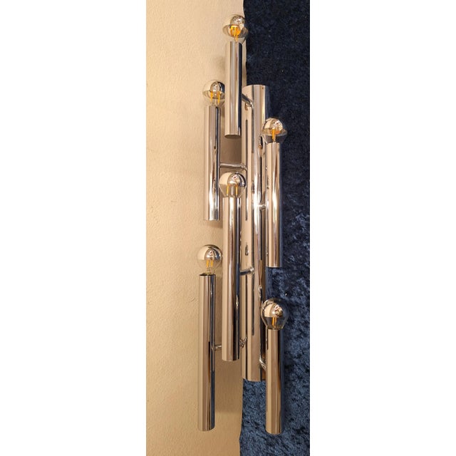Gaetano Sciolari Vintage Italian Six-Light Wall Lamp in Chrome-Plated Metal by Gaetano Sciolari, 1970s For Sale - Image 4 of 7