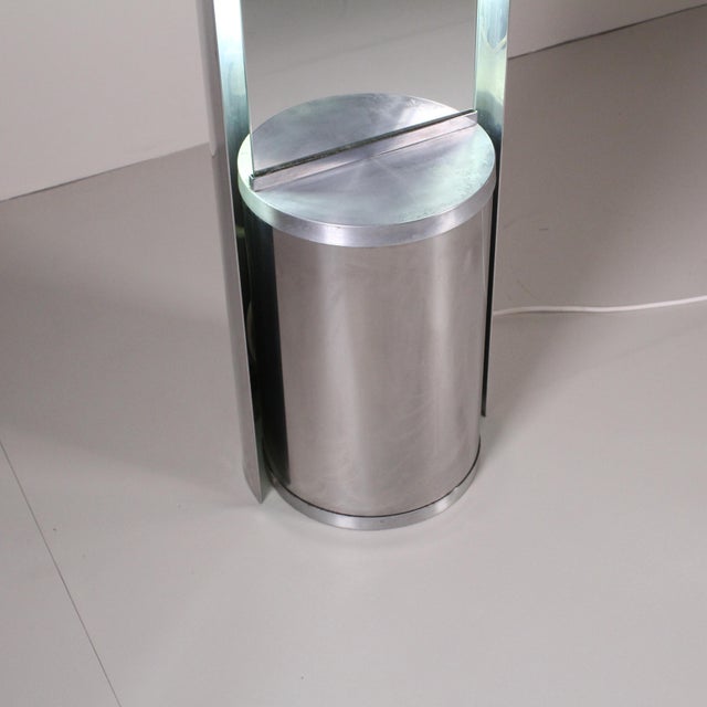 Metal Italian Modern Steel Backlit Ground Mirror For Sale - Image 7 of 12