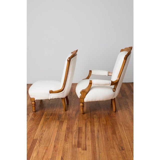 French Pair of 19th-Century French Louis XV Armchairs For Sale - Image 3 of 6