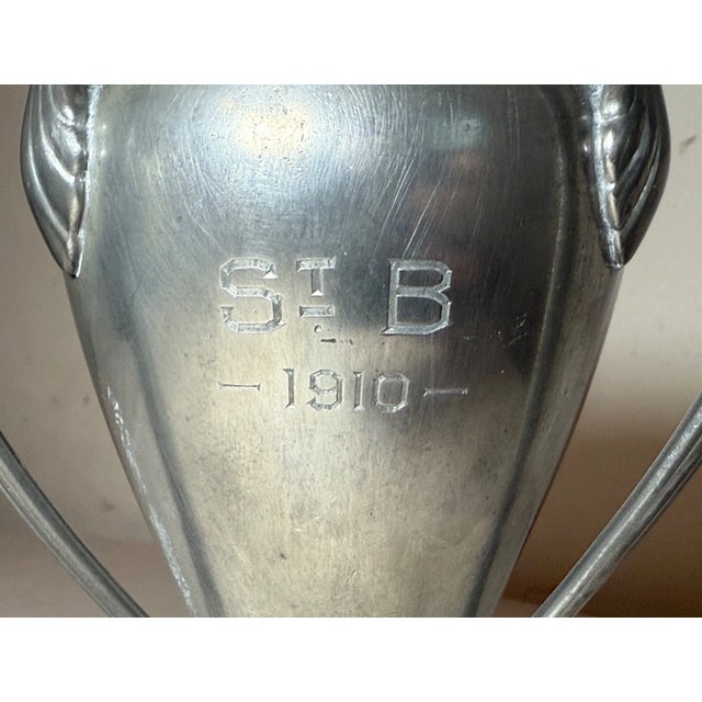Metal Antique St. B 1910 Reed and Barton Silverplate Three Handle Trophy Award For Sale - Image 7 of 9