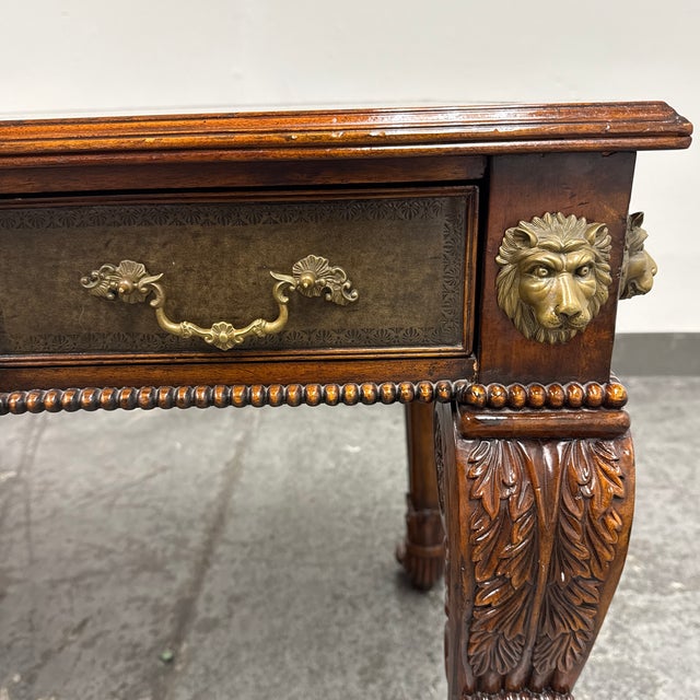 Chippendale Revival Leather Top Writing Desk, Vintage For Sale - Image 12 of 12