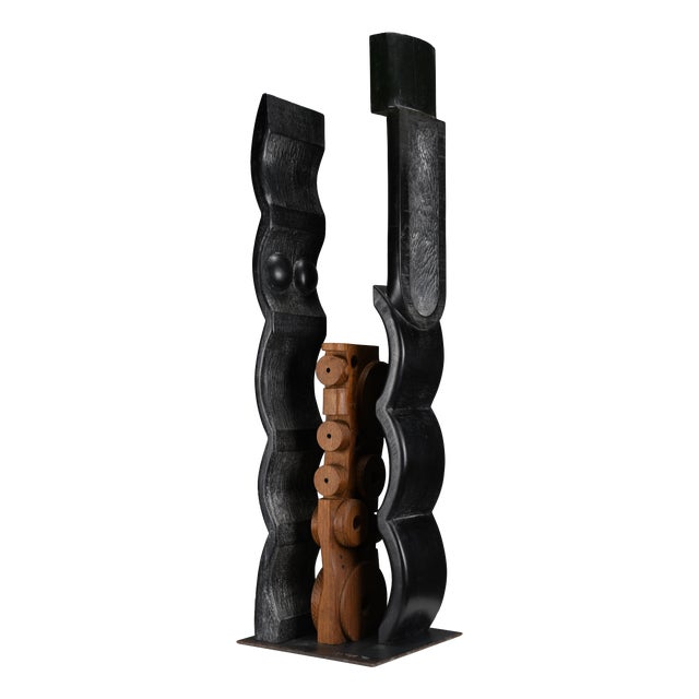 Alberto Cabiddu, Fratelli (Brothers) — Ebonized Wood Totemic Sculpture, 1998, Oak and Wood For Sale