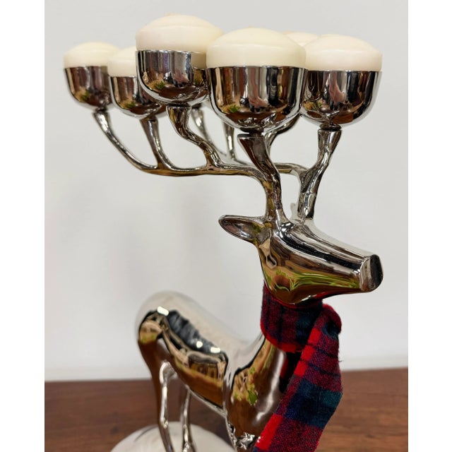 Silver Vintage Polished Silver 10 Point Stag Deer Candelabra For Sale - Image 8 of 9