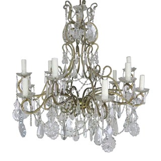 10-Light French Louis XV Style Crystal Beaded Chandelier, Circa 1930s For Sale