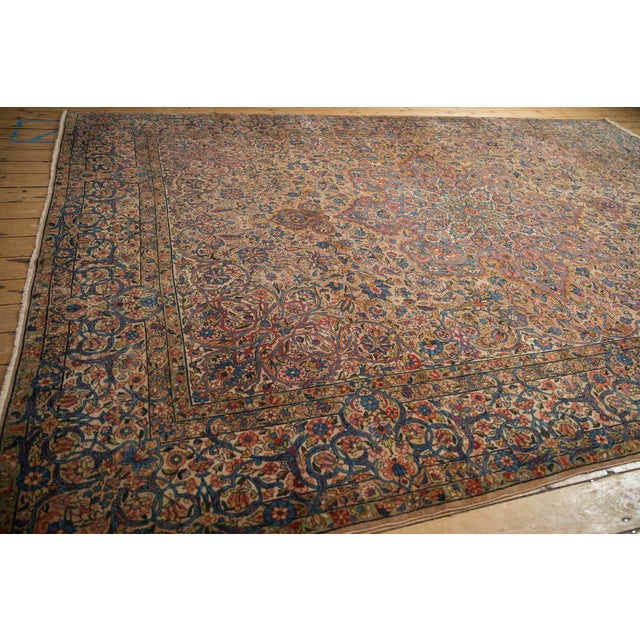 Sky Blue Vintage Distressed Kerman Carpet 9'2" X 12'3" For Sale - Image 8 of 10