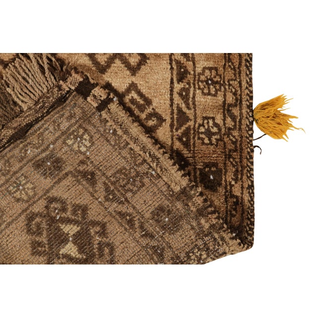 Tribal Antique Baluch Persian Rug in Beige-Brown, Ram’s Horn Medallions For Sale In New York - Image 6 of 7