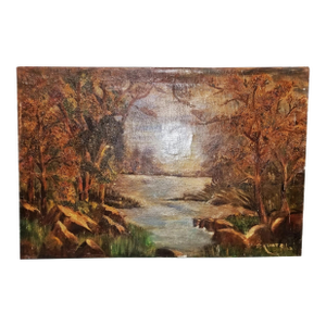 Antique Winter Scene Oil Painting, S. Kurtz