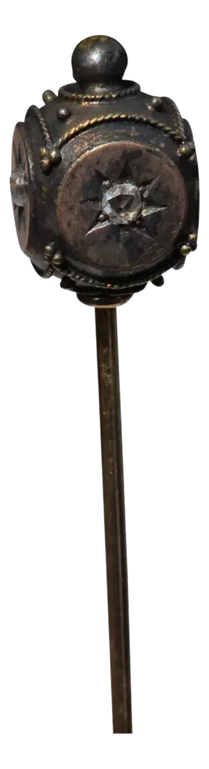 Victorian Rose Gold Stick Pin set with Rose Cut Diamonds