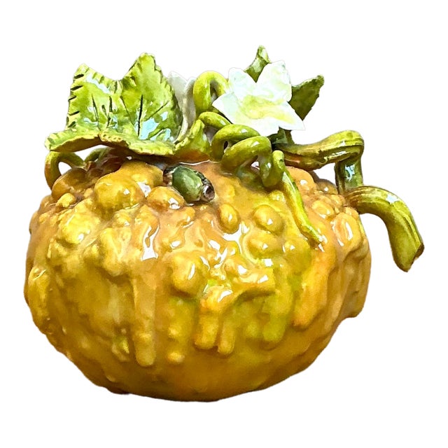 Vintage Glazed Ceramic Lemon With Blossom For Sale