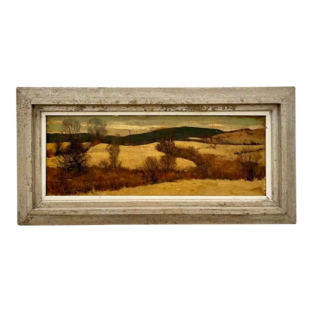 Vintage Landscape Oil Painting on Board For Sale