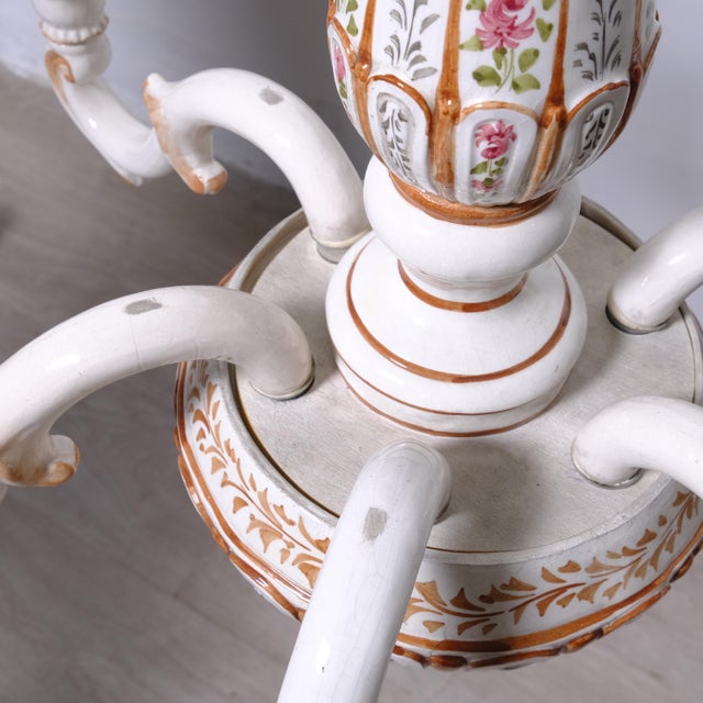 Ceramic 6-Arm Chandelier with Floral Decorations, 1960s For Sale - Image 15 of 18