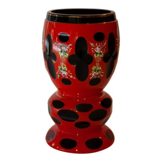 1900s Bohemian Double Overlay Beaker For Sale