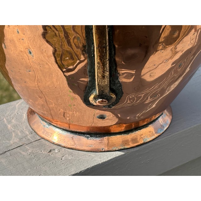 Tall and Highly Detailed Late 19th / Early 20th C. Copper and Brass Vessel Vase Pitcher For Sale - Image 4 of 12