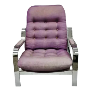 Mid 20th Century Selig Milo Baughman Style Chrome Recliner Reclining Lounge Chair