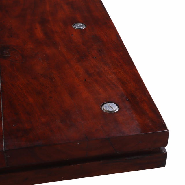 Theodore Alexander 1990s Large Mahogany Slab Table With Chrome Accents For Sale - Image 4 of 9