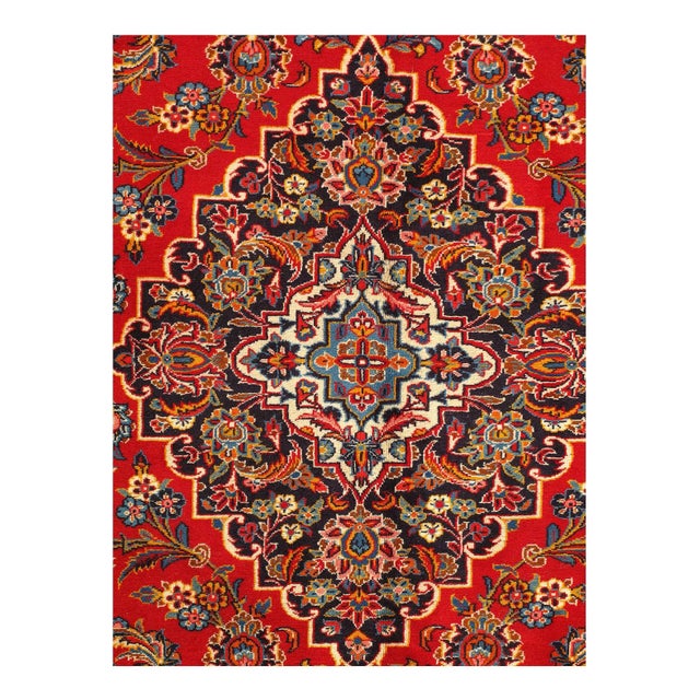 Beautiful and Finely Woven Sami Vintage Persian Kashan Rug, Country Of Origin: Persia, Circa Date: Late 19th Century –...