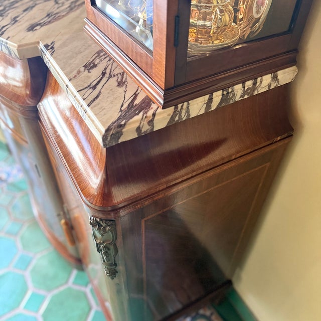 19th C Antique French Imprt Louis XVI Revival Marble Top Display Cabinet Buffet Vitrine For Sale In Los Angeles - Image 6 of 15
