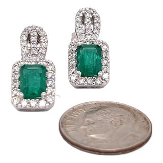 Natural Emerald Diamond Stud Earrings 14k Gold 2.74 TCW Certified For Sale