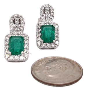 Natural Emerald Diamond Stud Earrings 14k Gold 2.74 TCW Certified
