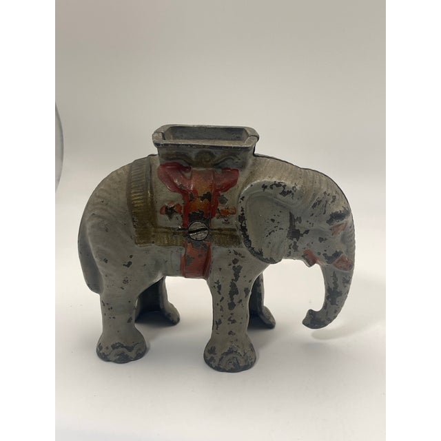 Vintage Cast Iron Circus Elephant Bank For Sale - Image 10 of 12