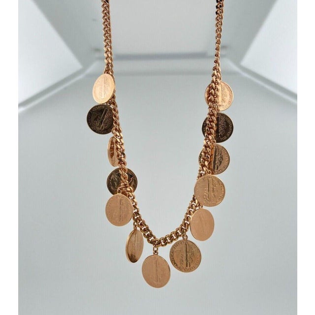 Early 21st Century American Usa Genuine Vintage Dollar Coin Rose Gold Vermeil Sterling Silver Curb For Sale - Image 5 of 7