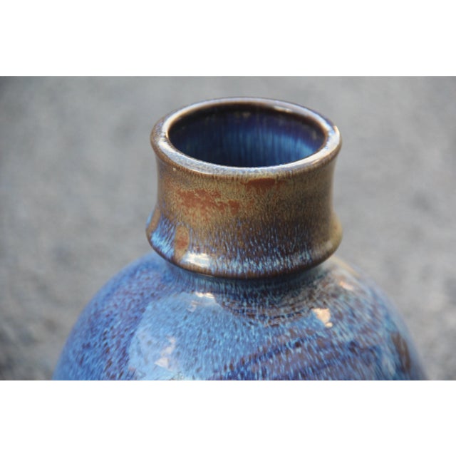 Mid-Century Modern Round Blue Ceramic Vase from Ernestine, 1960s For Sale - Image 3 of 11