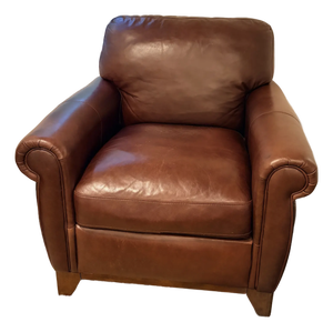 Leather Club Chair Rolled Arm American Design