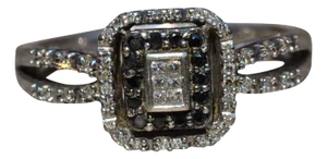 The San Fernando: Black and White Diamond Halo Ring