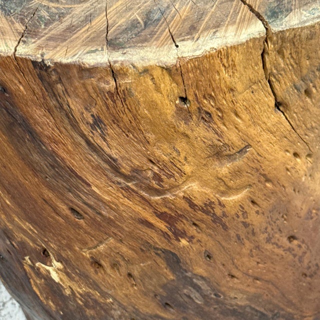 Wood Mid 20th Century Honey Brown Twisted Free-Form Tree Trunk Side Pedestal Table For Sale - Image 7 of 9