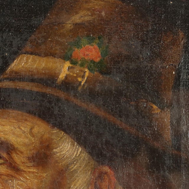 Textile Elderly Couple, Oil on Canvas, Framed For Sale - Image 7 of 10