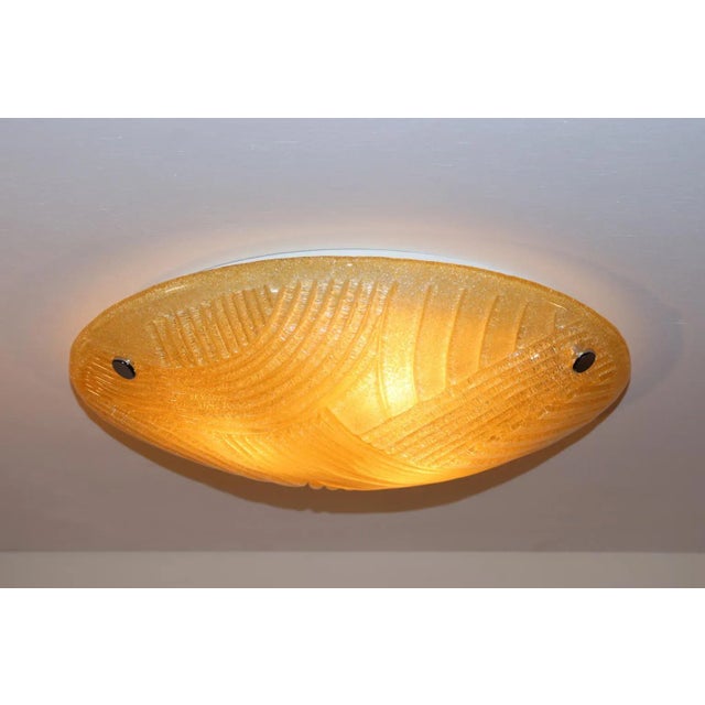 Carlo Nason Ceiling Light in Murano Hand Cast Amber "Rugiada" Effect Glass with decorative details "fracco", made while...