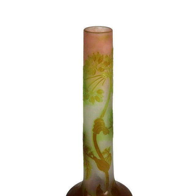 Antique Galle Art Nouveau Floral & Foliate Cameo Glass Vase C1910 For Sale - Image 6 of 9